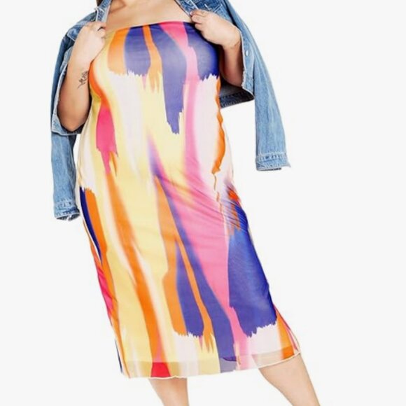 City Chic Dresses & Skirts - Women's Strapless Cocktail Dress Indie Print Ink Play